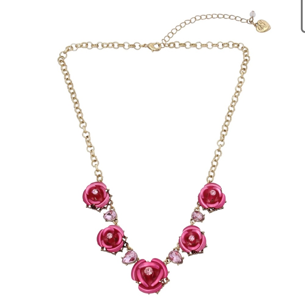 NWT Betsey Johnson Rose Frontal necklace